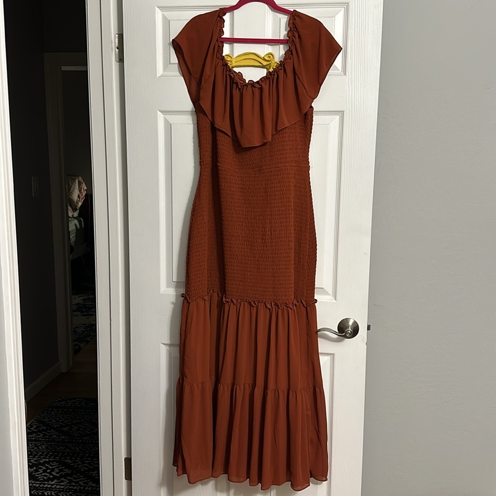 Baltic Born Amalfi Smocked Maxi Dress in Rust - Picture 4 of 12